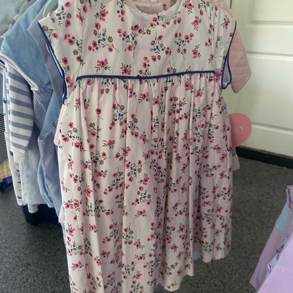 Floral Kids Dress - White with Pink Flowers